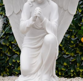 Praying Angel Garden Statue in White