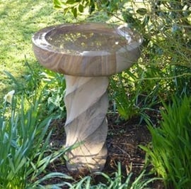 Twirling Column Rainbow Sandstone Birdbath