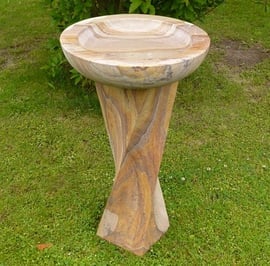 Twisted Column Rainbow Sandstone Birdbath