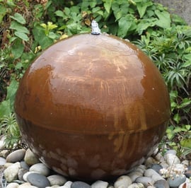 Corten Steel Sphere Water Feature 40cm