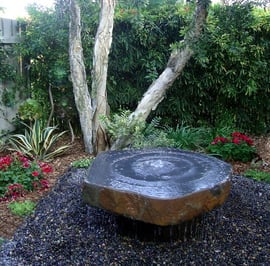 Large Basalt Slab Water Feature