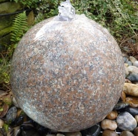 Pink Polished Granite Sphere Water Feature