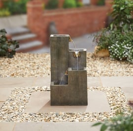 Wooded Pillars Water Feature with LED