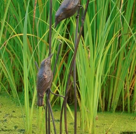Birds on Reeds Metal Garden Ornament