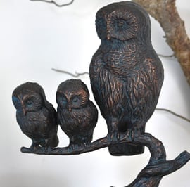 Family of Owls Metal Garden Ornament