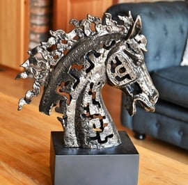 Fretwork Horse Head Metal Garden Ornament