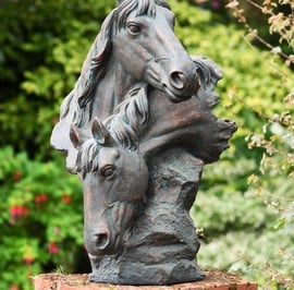 Horse Heads Metal Garden Ornament