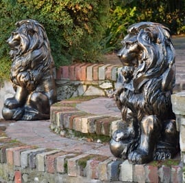 Lion With Ball Metal Garden Ornament