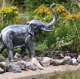 Medium Elephant Fountain Metal Garden Ornament