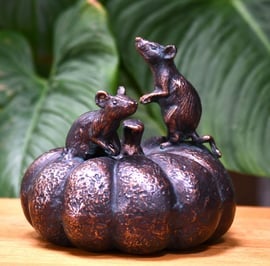 Mice On Pumpkin Metal Garden Ornament