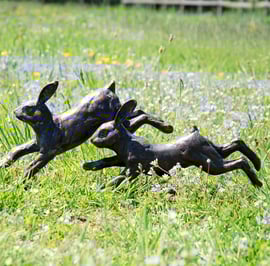 Running Rabbits Metal Garden Ornament