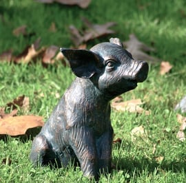 Seated Piglet Metal Garden Ornament