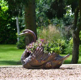 Swan Planter Metal Garden Ornament