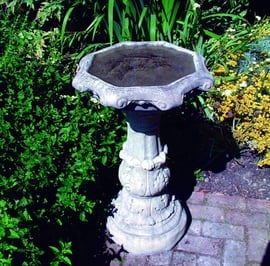 Classical Stone Birdbath with Ornate Bowl