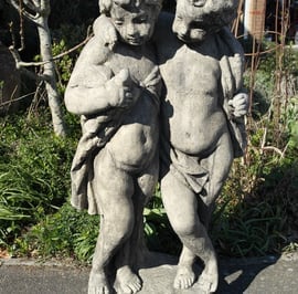 Twin Standing Cherub Stone Statue
