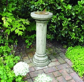 Aged Brass Sundial on Brighton Stone Garden Pedestal