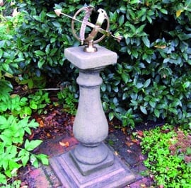 Medium Armillary on Baluster Stone Garden Pedestal