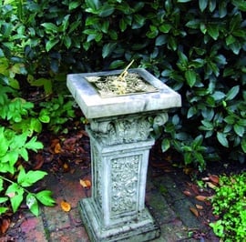 Brass Sundial on Rococo Stone Garden Pedestal