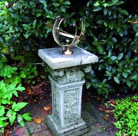 Medium Armillary on Rococo Stone Garden Pedestal
