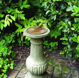 Aged Brass Sundial on Victorian Stone Garden Pedestal
