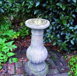 Brass Sundial on Victorian Stone Garden Pedestal