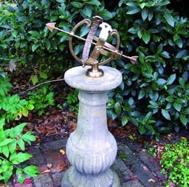 Medium Armillary on Victorian Stone Garden Pedestal