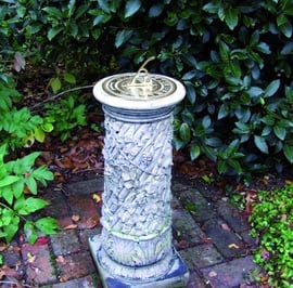 Brass Sundial on Vine Stone Garden Pedestal
