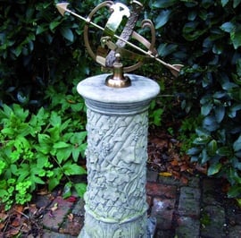Medium Armillary on Vine Stone Garden Pedestal