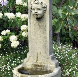 Garden Cherub Upright Stone Fountain