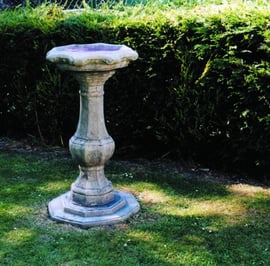 Ornate Pedestal Stone Birdbath
