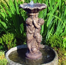 Two Cherub Stone Fountain