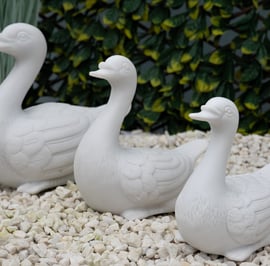 Family Of Ducks Garden Ornament Set in White