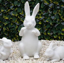 Family Of Rabbits Garden Ornament Set in White