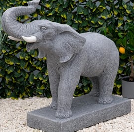 Fighting Elephant Garden Statue in Grey