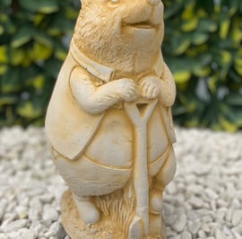 Hedgehog with Spade Stone Garden Ornament in Sandstone