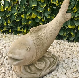Joyous Fish Stone Garden Ornament in Stone