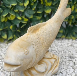 Joyous Fish Stone Garden Ornament in Sandstone