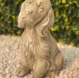 Loyal Spaniel Garden Ornament in Stone