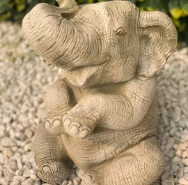 Sitting Elephant Stone Garden Ornament in Stone