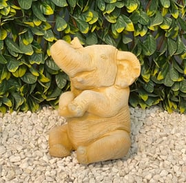 Sitting Elephant Stone Garden Ornament in Sandstone