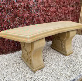 Curved Leaf Stone Garden Bench in Sandstone