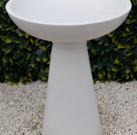 Modern Stone Birdbath in White
