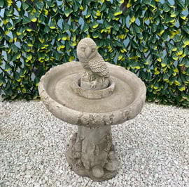 Owl Birdbath in Stone