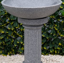 Round Stone Birdbath in Grey