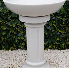 Round Stone Birdbath in White