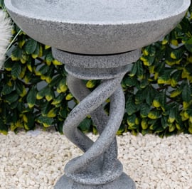 Spiral Stone Birdbath in Grey