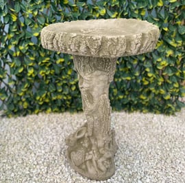 The Hare Birdbath in Stone