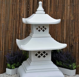 2 Tier Pagoda Garden Ornament in White