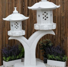 Double Cantilever Pagoda Garden Ornament in White