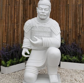 Kneeling Warrior Garden Statue in White